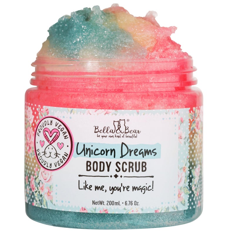 Bella and Bear Bella & Bear Unicorn Dream Body Scrub - Vegan, Cruelty-Free, Paraben-Free Exfoliating Sugar Scrub for Smooth Skin - Mango, Pineapple & Vanilla - Image 1