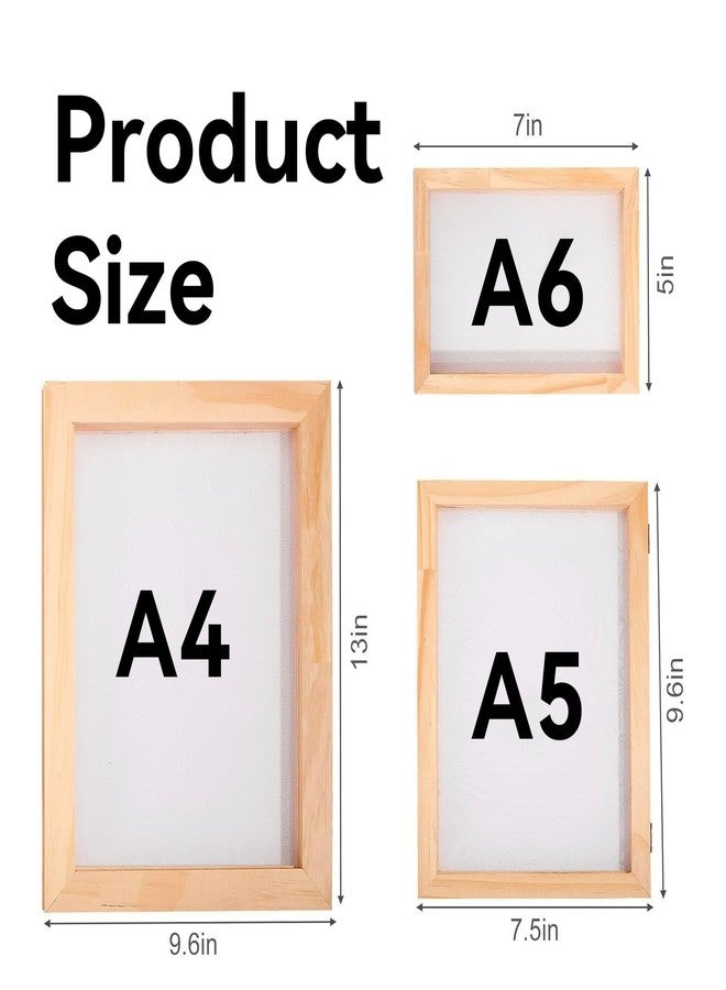 Suny Smiling 3 PCS Paper Making Screen 3 Sizes,2 in 1 Wooden Paper Making kit,Mould and Deckle,Wooden Frame for DIY Paper Craft and Dried Flower Handcraft (A4, A5, A6) - Image 2