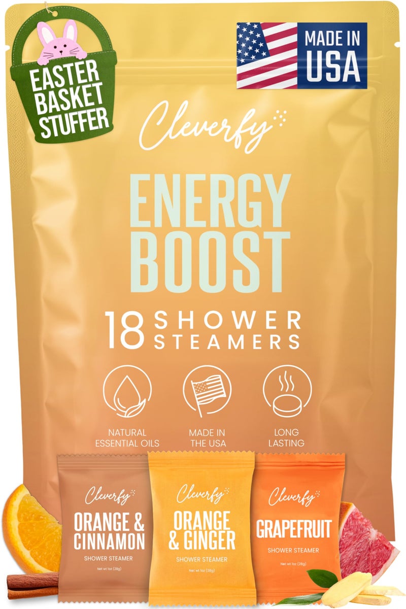 Cleverfy Citrus Shower Steamers Aromatherapy - Easter Basket Stuffers for Teens and Adults - Easter Gifts for Women and Men, Girls and Boys - 18 Tablets - Image 1