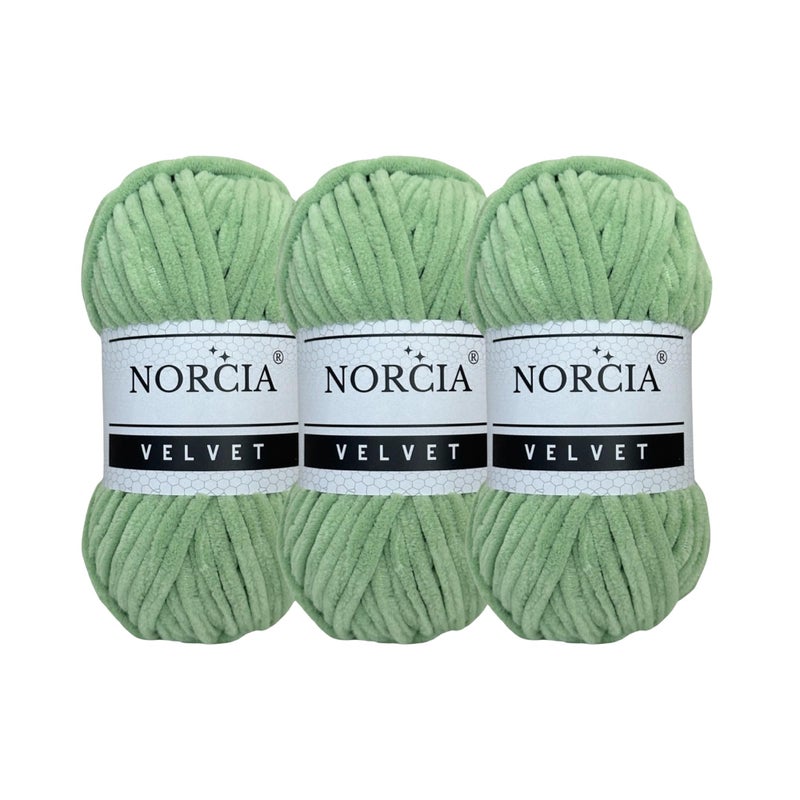 Soft Velvet Yarn Chenille Yarn for Crocheting Super Bulky 3x100g 3x75 yds Baby Blanket Yarn for Knitting Amigurumi Yarn for Crochet Weaving Craft Asparagus Green 3 Skeins