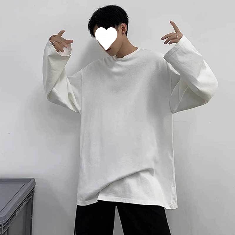 Basic Pure White Long-Sleeved T-Shirt Teenage Sense Loose Casual Ins Style Shoulder Crewneck Base Shirt Elegant For Couple - Image 3