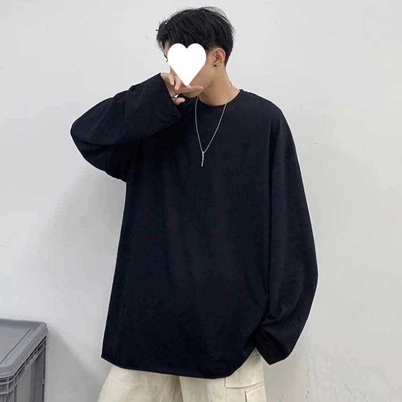 Basic Pure White Long-Sleeved T-Shirt Teenage Sense Loose Casual Ins Style Shoulder Crewneck Base Shirt Elegant For Couple - Image 1