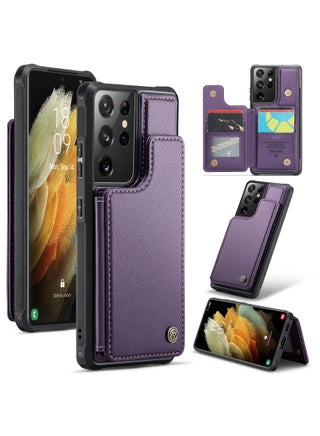 Wallet Case for Samsung Galaxy S21 Ultra, Premium Handmade Durable PU Leather Slim Shockproof Case with [Double Magnetic Clasp] [Card Holder] [Kickstand] [RFID Blocking] (Purple) - pzsku/Z9D231481D004F9978428Z/45/_/1715081680/59d45eea-7885-4864-99b9-ff5cc4a8dfa1