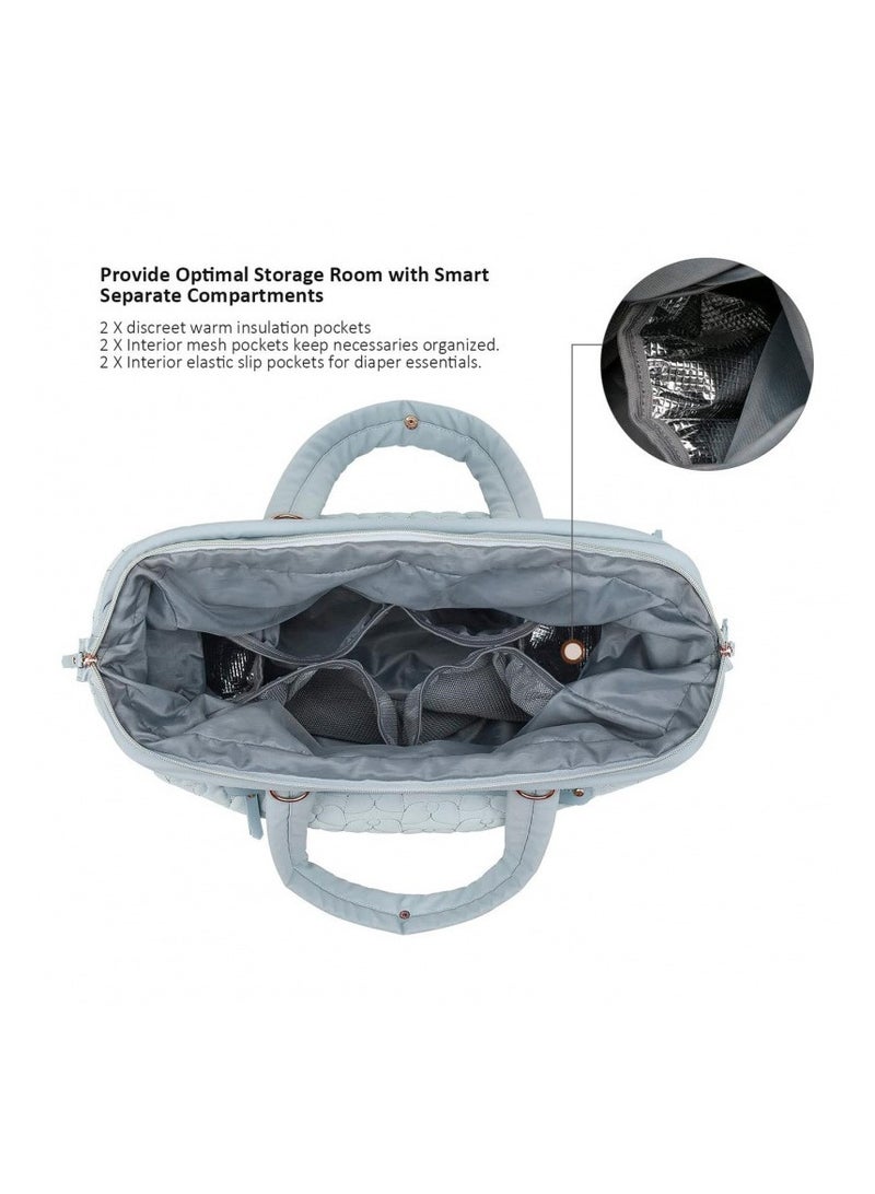 general Diaper bag, tote bag, with diaper changing table, upgraded multifunctional baby bag, strap, adjustable shoulder strap 43 * 15 * 30cm light blue - Image 3