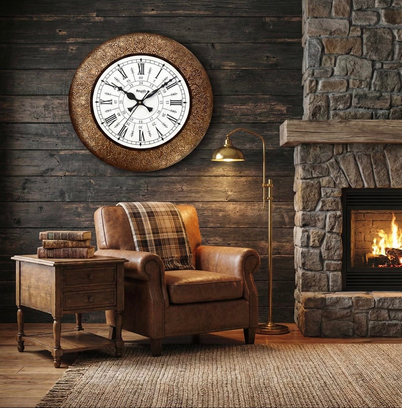 RoyalsCart Luxury Designer Metal Wall Clock for Living Room with Silent Quartz Movement, Large 16 inch Modern Wall Clock for Bedroom and Home Decor Featuring Elegant Antique Golden Finish [KTWC213D] - Image 5