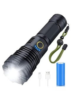 Cool Baby COOLBABY Rechargeable LED Torch High Lumen 90000 Lumen Super Bright Tactical Torch with 5 Light Modes And 26650 Battery Zoom Waterproof Torch With Zoom For Hiking Camping Ride Or Emergency (Black)  - Image 1