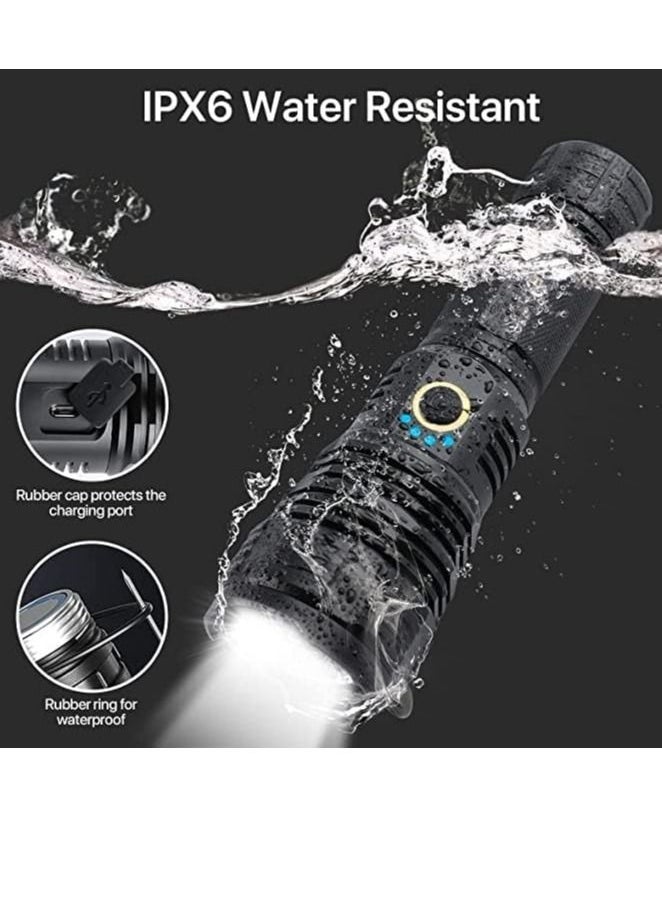 Cool Baby COOLBABY Rechargeable LED Torch High Lumen 90000 Lumen Super Bright Tactical Torch with 5 Light Modes And 26650 Battery Zoom Waterproof Torch With Zoom For Hiking Camping Ride Or Emergency (Black)  - Image 5