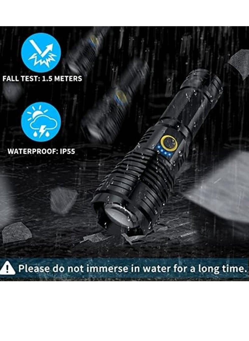 Cool Baby COOLBABY Rechargeable LED Torch High Lumen 90000 Lumen Super Bright Tactical Torch with 5 Light Modes And 26650 Battery Zoom Waterproof Torch With Zoom For Hiking Camping Ride Or Emergency (Black)  - Image 3