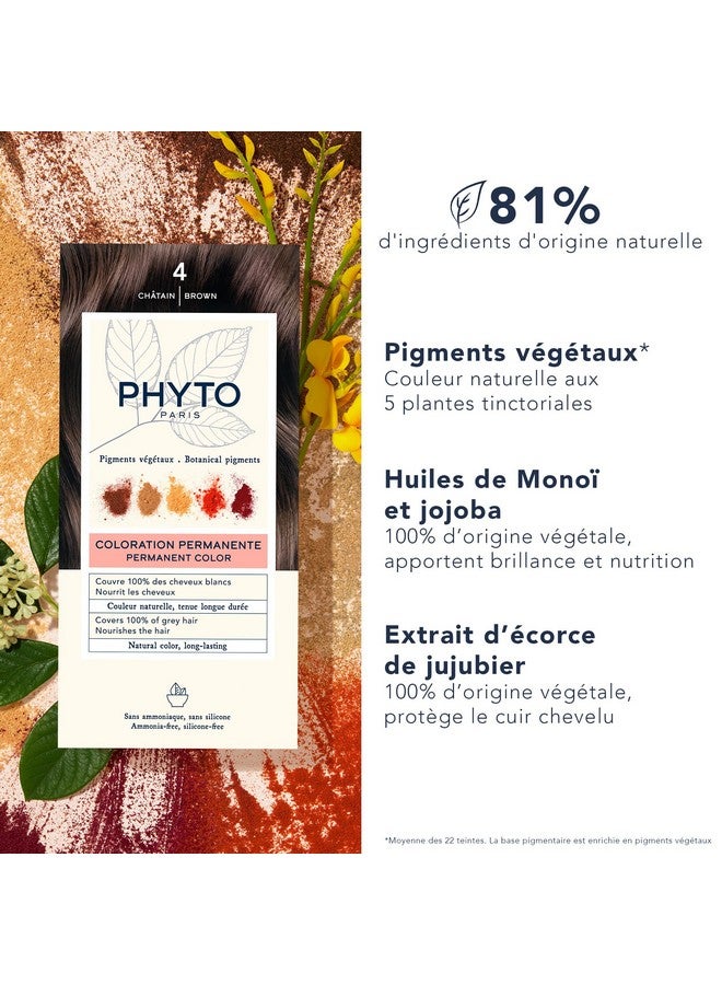 PHYTO Phytocolor Permanent Hair Color, 4 Brown, with Botanical Pigments, 100% Grey Hair Coverage, Ammonia-free, PPD-free, Resorcin-free, 0.42 oz. - Image 3