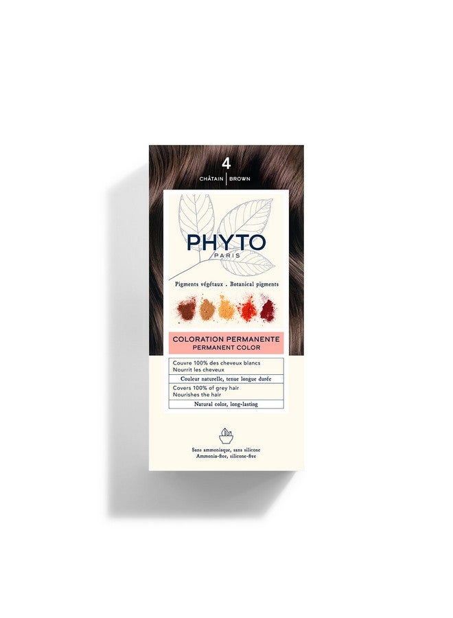 PHYTO Phytocolor Permanent Hair Color, 4 Brown, with Botanical Pigments, 100% Grey Hair Coverage, Ammonia-free, PPD-free, Resorcin-free, 0.42 oz. - Image 1