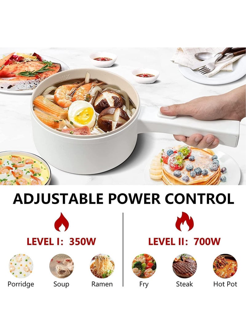 1.8L Electric Hot Pot with Steamer & Temperature Control, Non-Stick Electric Cooker Shabu Shabu, Electric Skillet, Frying Pan, Electric Saucepan, for Noodles, Egg, Steak, Oatmeal and Soup  - Image 3