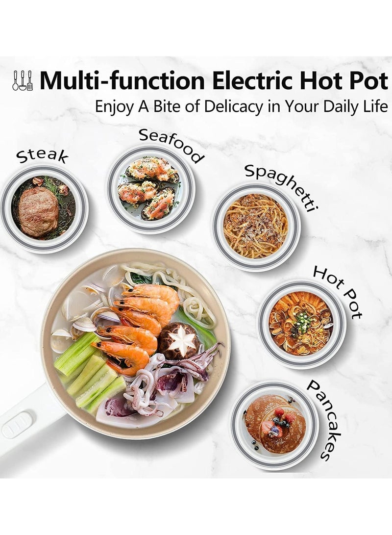 1.8L Electric Hot Pot with Steamer & Temperature Control, Non-Stick Electric Cooker Shabu Shabu, Electric Skillet, Frying Pan, Electric Saucepan, for Noodles, Egg, Steak, Oatmeal and Soup  - Image 5