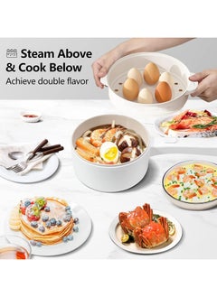 1.8L Electric Hot Pot with Steamer & Temperature Control, Non-Stick Electric Cooker Shabu Shabu, Electric Skillet, Frying Pan, Electric Saucepan, for Noodles, Egg, Steak, Oatmeal and Soup - pzsku/Z9D231FE6DC62B21A9F53Z/45/_/1698827349/21970ddf-1d5a-40ad-8787-df15846b9a1d