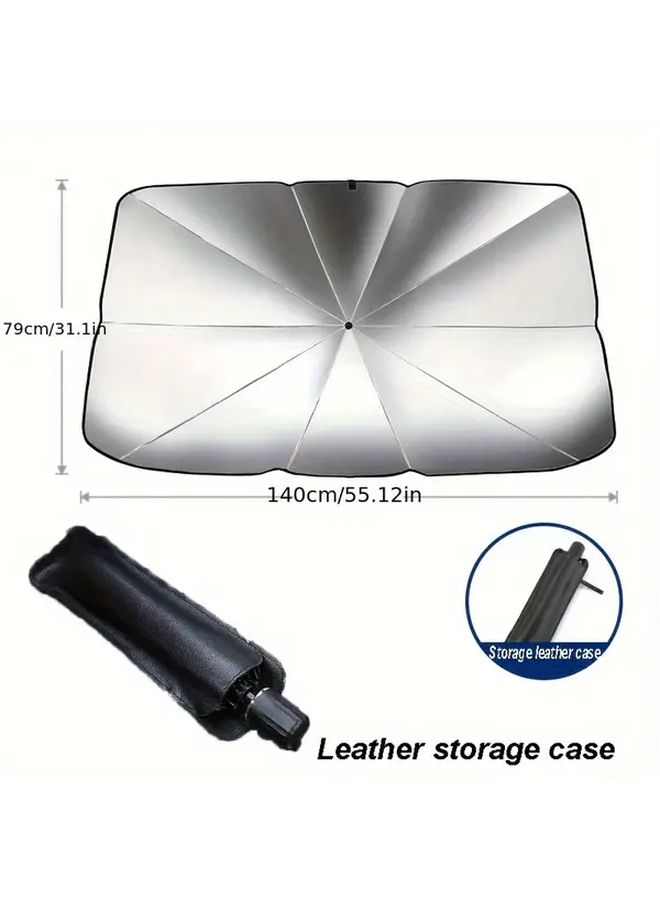 5pcs Car Windshield Sunshade Umbrella And 4 Side Window Screens Thermal Protection Universal Fit - Image 2