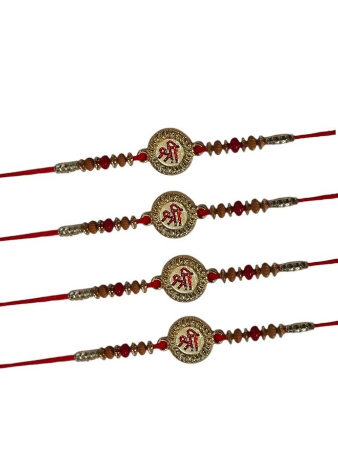 BDS CREATIONS 12 Designer Decorated Handmade Unique Moully Rakhi for Brother, Studded with Pearls & Diamond pack of 5pcs