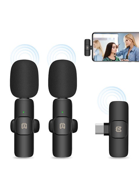 PULUZ PU3151B One-Trigger-Two Mini 2.4G Wireless Microphone System Clip-on Mic 20M Transmission Range Built-in Battery Plug-and-Play Replacement