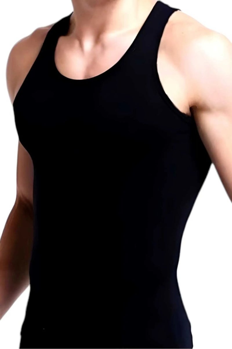 Tezzgelsin Men's Black Cotton 6-Piece Undershirt - Image 2