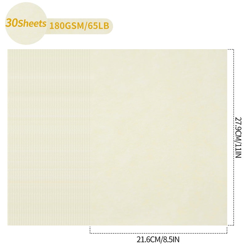 PENPRIS 30 Sheets Parchment Paper - Creamy White 8.5” x 11” Letter Size Parchment Card Stock 65lb Heavyweight Paper Thick Vintage Paper for Certificate, Crafts, Business Cards, Invitations PAP04CW - Image 2