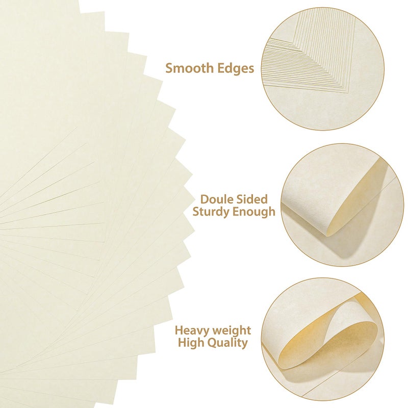 PENPRIS 30 Sheets Parchment Paper - Creamy White 8.5” x 11” Letter Size Parchment Card Stock 65lb Heavyweight Paper Thick Vintage Paper for Certificate, Crafts, Business Cards, Invitations PAP04CW - Image 3