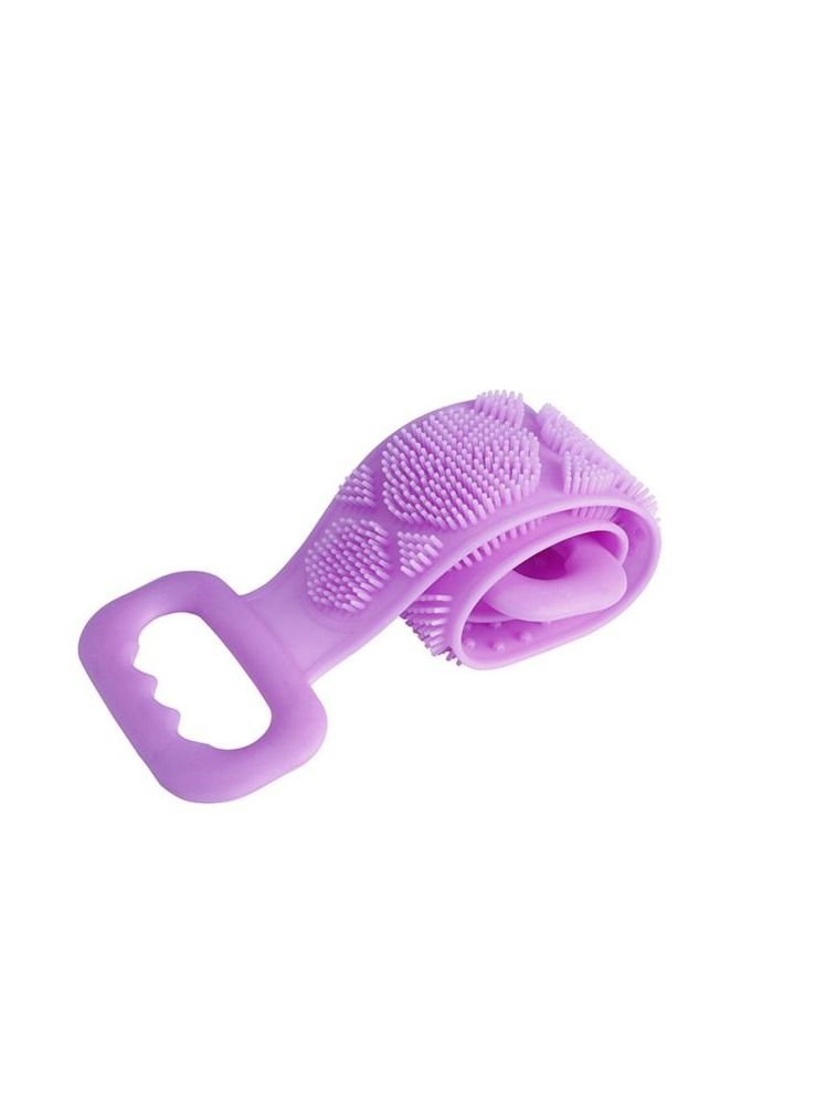 AS SEEN ON TV Bath Body Scrubber Belt Dual Side Massage Silicone Brush Purple - Image 2