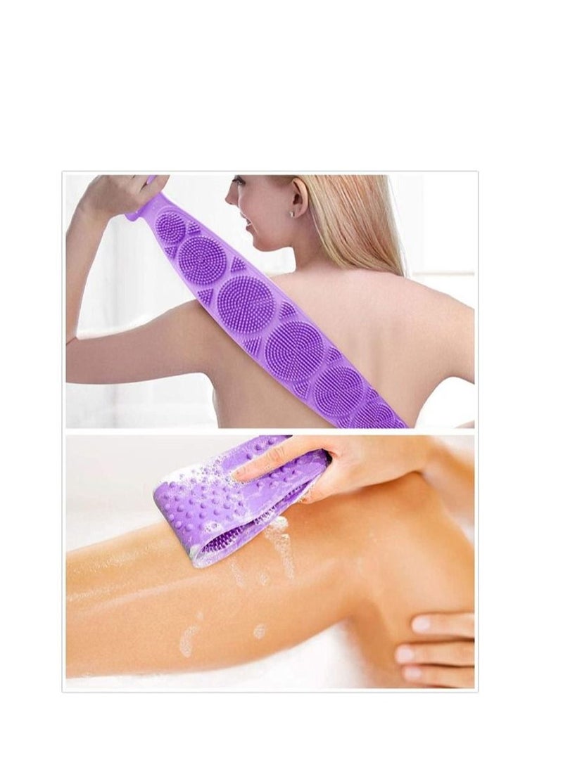 AS SEEN ON TV Bath Body Scrubber Belt Dual Side Massage Silicone Brush Purple - Image 4
