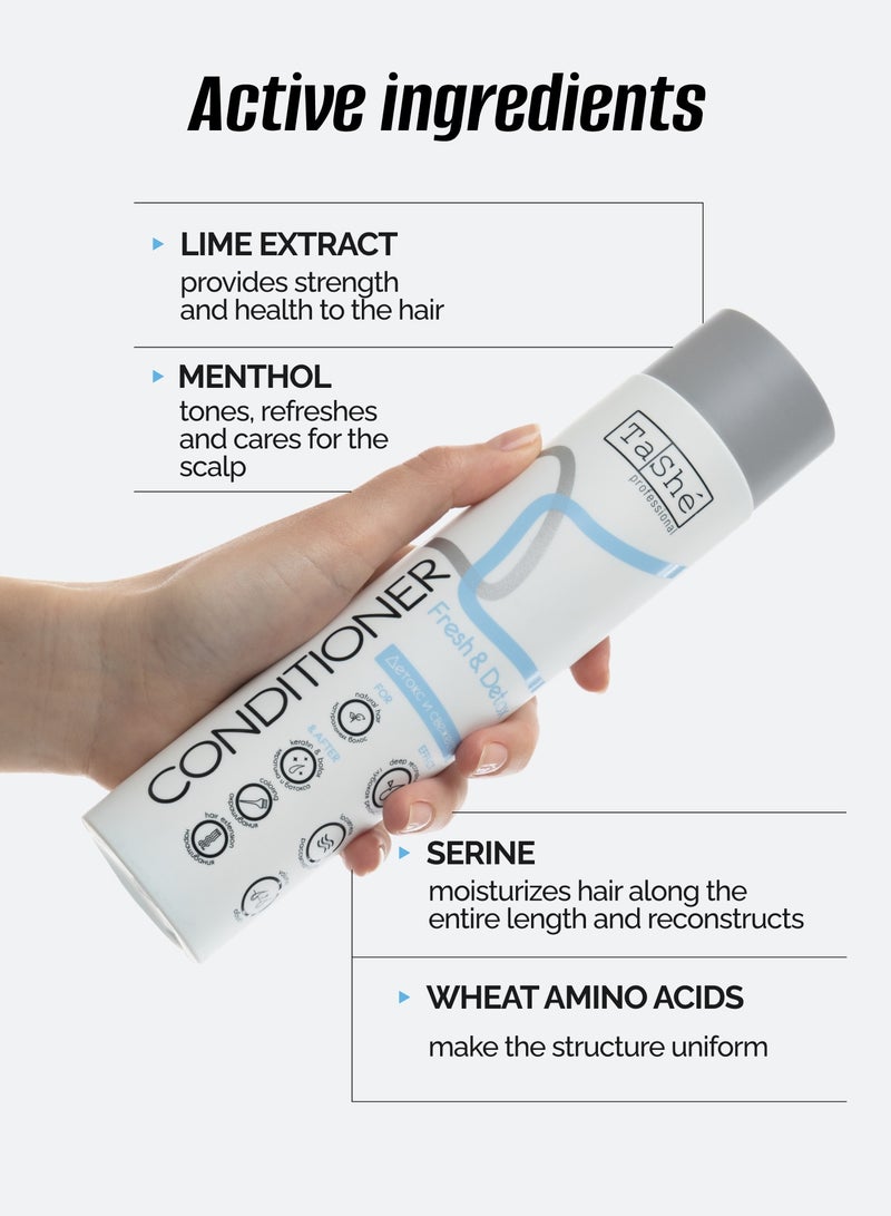 Tashe Fresh & Detox Sulfate-Free Hair Conditioner with Lime Extract, Serine & Wheat Amino Acids – Deep Reconstruction & Lightweight Volume, 300 ml  - Image 3