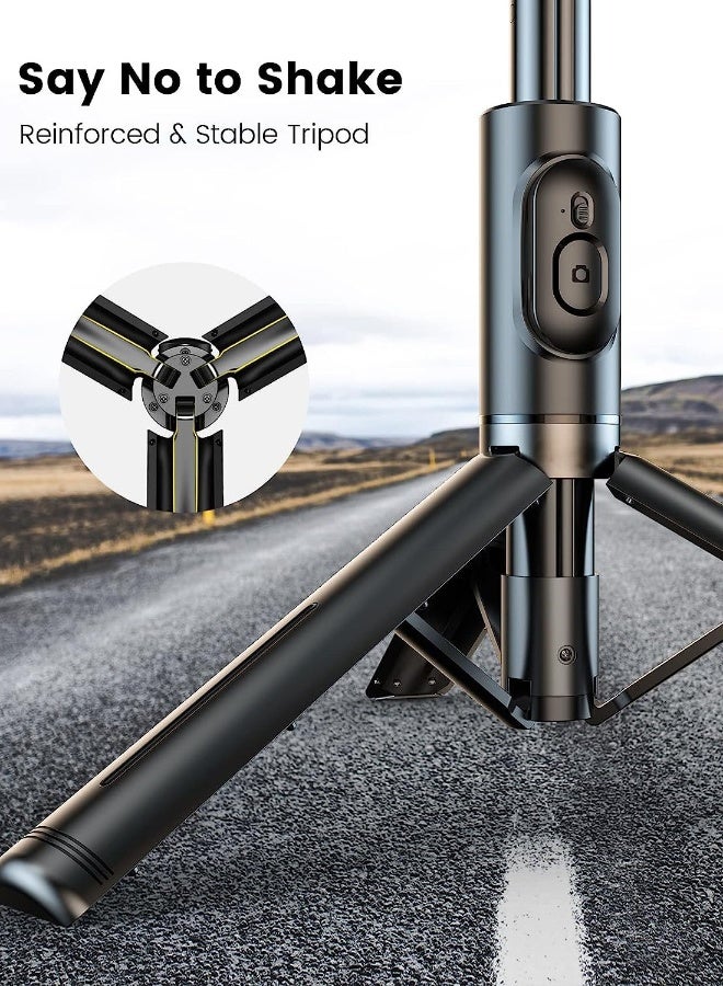 Selfie Tripod Stick with Light, XQOOPS Phone Holder Lightweight Tripod Stand, Remote Control Stable Stand Extendable Tripod Camera Phone Holder for Tiktok Vlog Youtuber Video Recording - Image 4