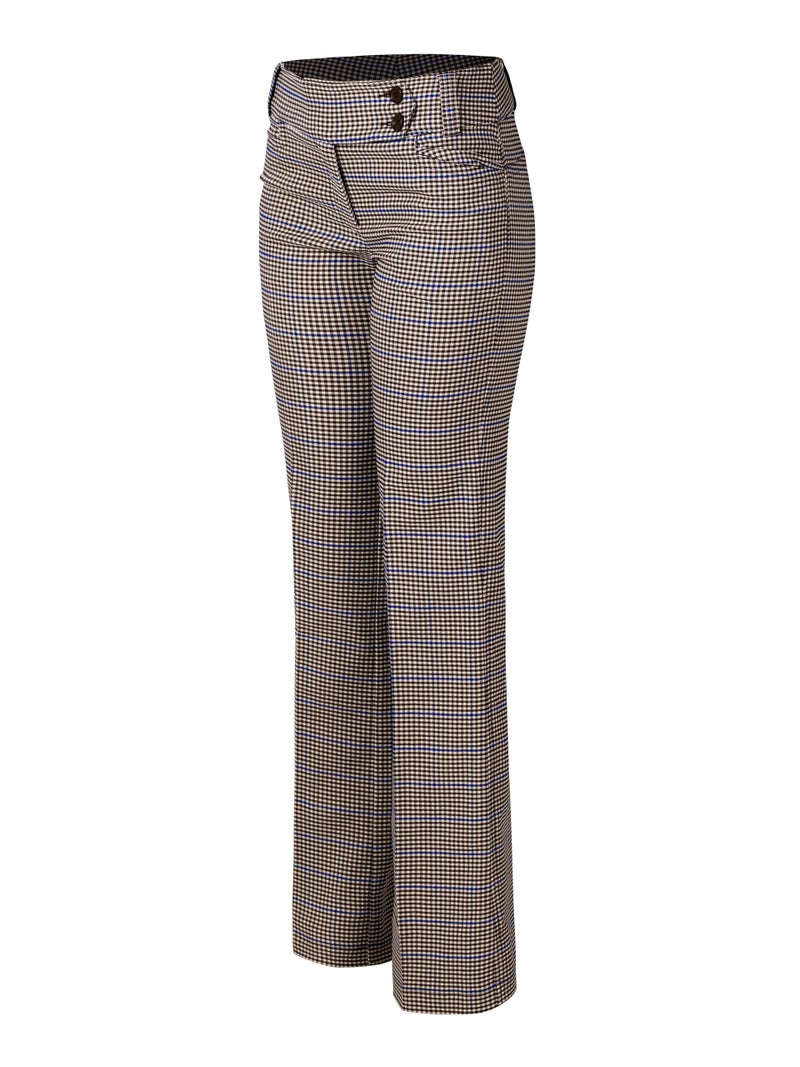 MixMatchy Women's Ultra Stretch Plaid Bootcut Dress Pants Work Business Office Trousers Brown Blue Plaid 25 S - Image 4
