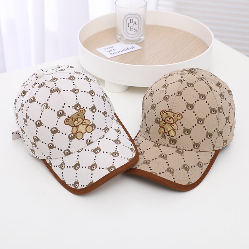 Spring and Summer male and female baby sun hat boys and girls embroidered bear baseball cap Korean handsome children sun hat Khaki - Image 5