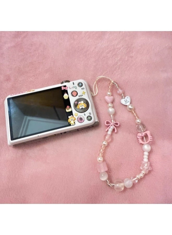 Kawaii Beaded Pearl Phone Charms Strap,Cute Bowknot Cell Phone Lanyard Wrist Strap - Image 4