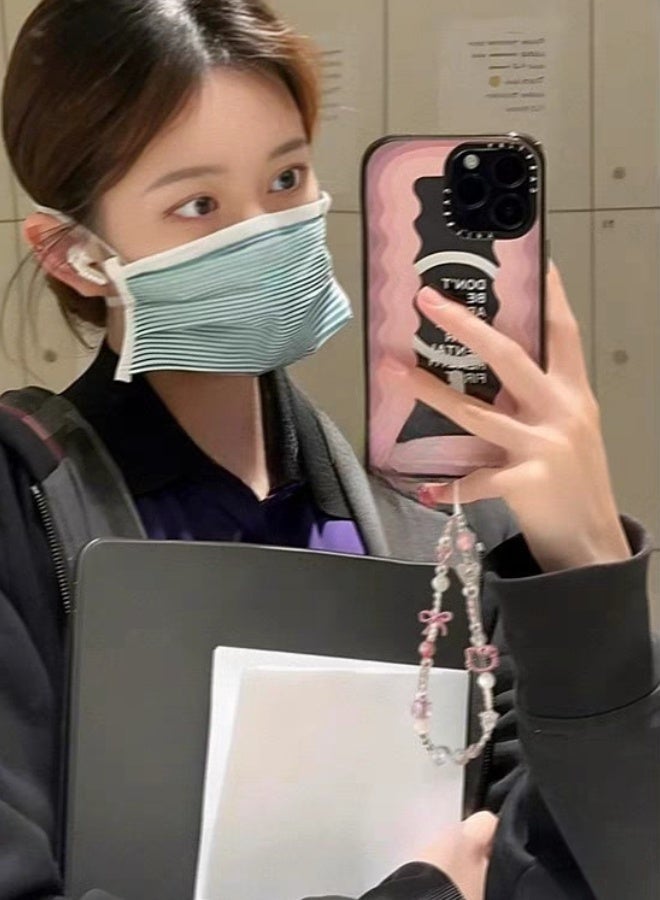 Kawaii Beaded Pearl Phone Charms Strap,Cute Bowknot Cell Phone Lanyard Wrist Strap - Image 3