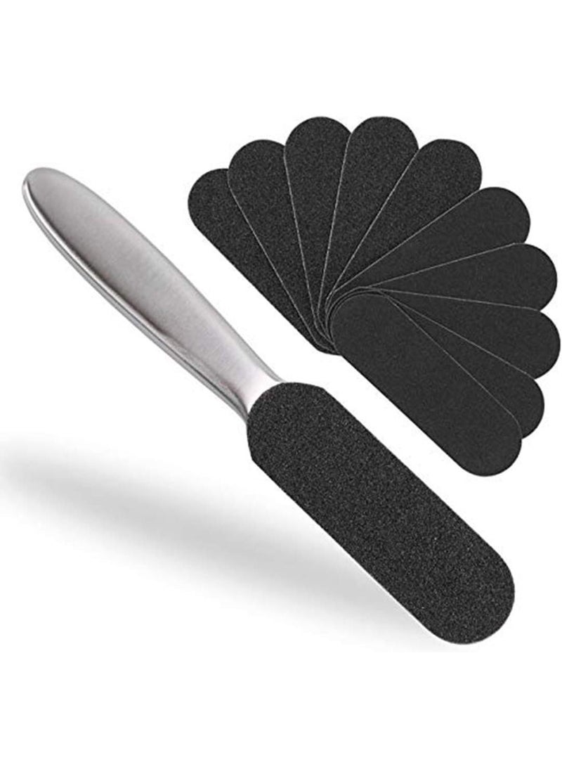 SHOWAY ملف القدم لإزالة الكالو للقدمين، فرشاة قدم مبشرة مزدوجة الجانب أدوات مهنية لعمل الباديكير للبشرة الميتة الصلبة والكعب المتشقق - Image 1