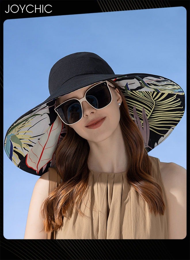 Joychic قبعة صيد نسائية جديدة بأسلوب صيفي مضادة للأشعة فوق البنفسجية مع حافة موسعة لحماية من الشمس قابلة للعكس وقابلة للطي للسفر للشاطئ والأنشطة الخارجية - Image 2