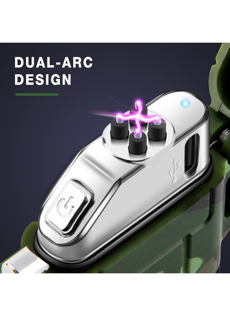 LCFUN Gifts for Men Dad Him, Electric Lighter USB Rechargeable Arc Plasma Lighter Waterproof Camping Lighter Tactical EDC Gear Survival Equipment (Camouflage)  - Image 2