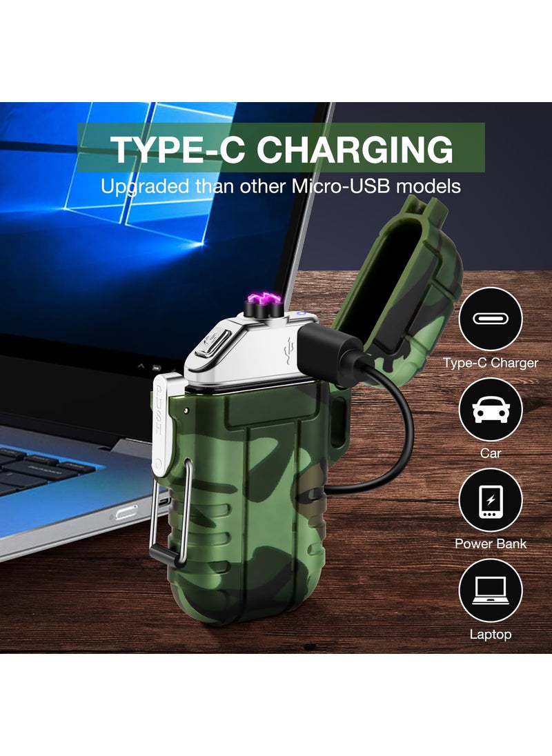 LCFUN Gifts for Men Dad Him, Electric Lighter USB Rechargeable Arc Plasma Lighter Waterproof Camping Lighter Tactical EDC Gear Survival Equipment (Camouflage)  - Image 3