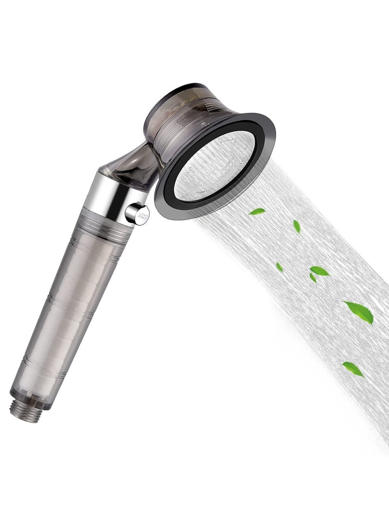 KASTWAVE Hand Shower, High Pressure Shower Shower Head with ON/OFF Switch Filtered Water Saving Sprinkler for Dry Skin and Hair Only Shower Head Clear Black Silver - Image 1