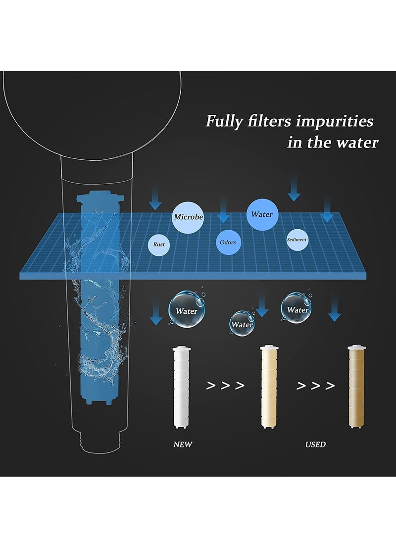 KASTWAVE Hand Shower, High Pressure Shower Shower Head with ON/OFF Switch Filtered Water Saving Sprinkler for Dry Skin and Hair Only Shower Head Clear Black Silver - Image 2