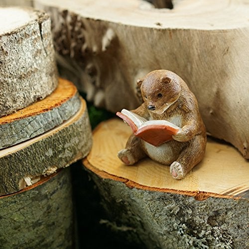 Top Collection Miniature Fairy Garden and Terrarium Baby Bear Reading Statue - Image 2