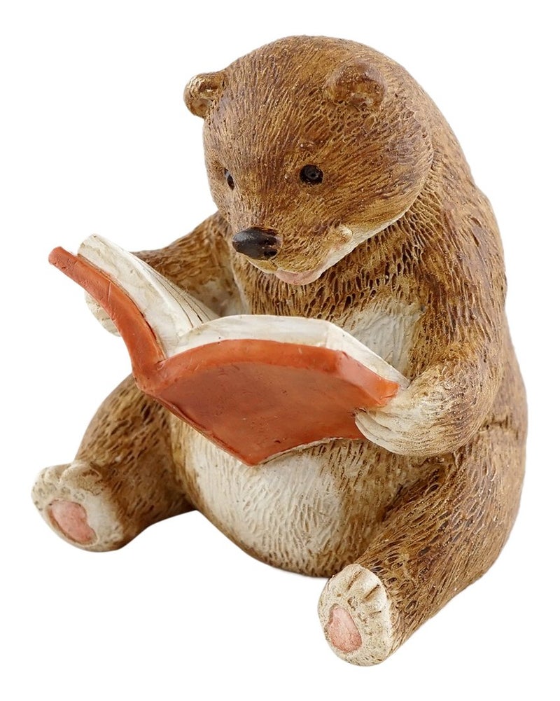 Top Collection Miniature Fairy Garden and Terrarium Baby Bear Reading Statue - Image 5