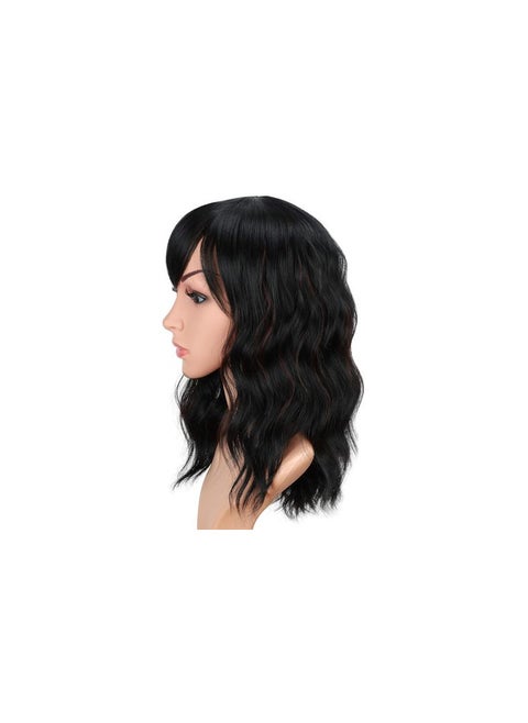 Synthetic Hair Wig Curly  Average Length  Black Color