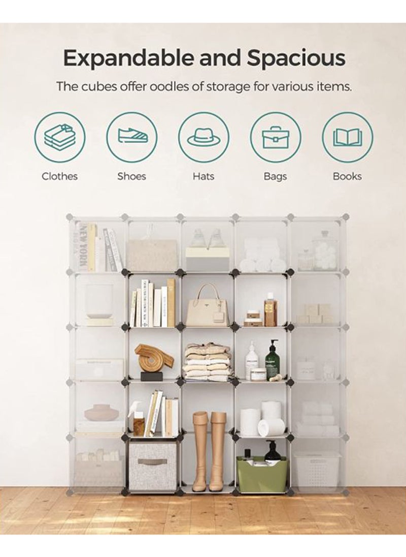 SONGMICS White LPC44L Modern 16 Piece Plastic Cube Storage, For Living Room, Bed Room, Wardrobes, Kitchen (123x31x123cm)