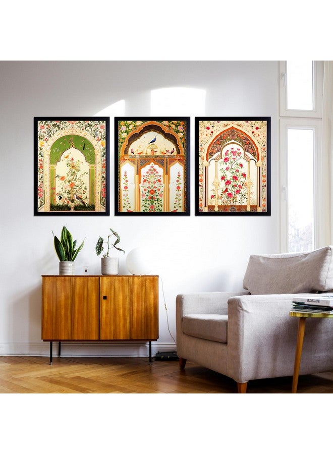 MyTees Indian Art Madhubani Paintings With Frames For Wall Decor, Wall Painting for Living Room, Bedroom, Office, Painting for Wall Decoration, 9x12 inch, Set of 3 - Image 1