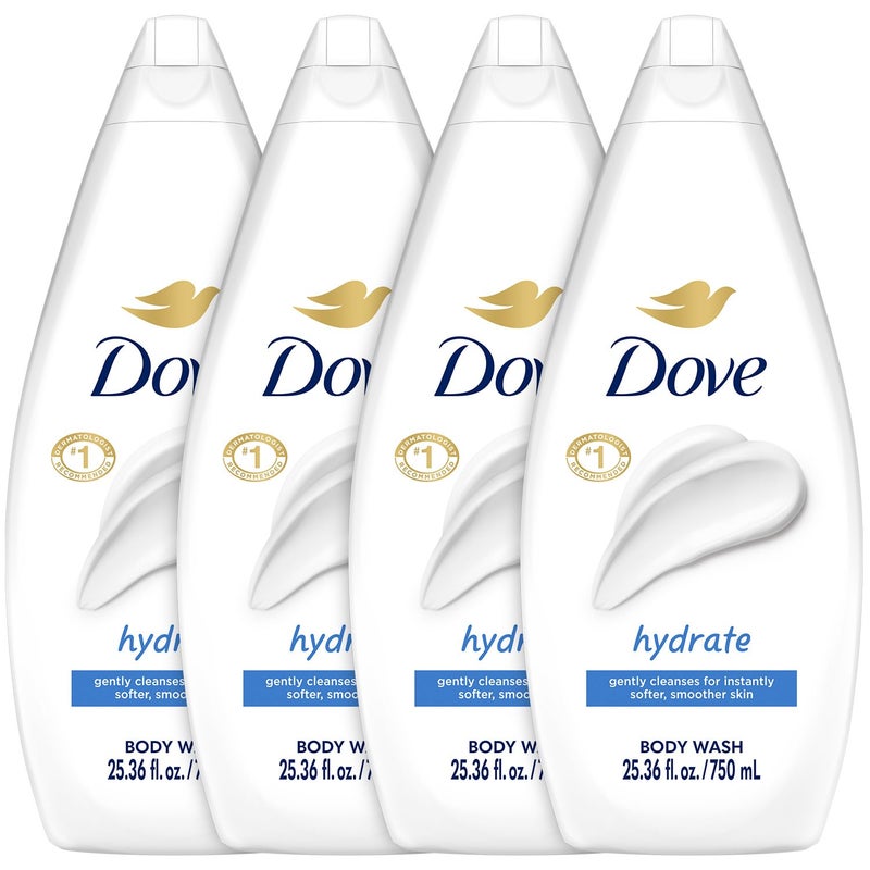 Dove Body Wash, Hydrate, Value-Size 4-Pack â€“ Moisturizing Cleanser for Smooth, Soft Skin, 25.36 Oz Ea - Image 1