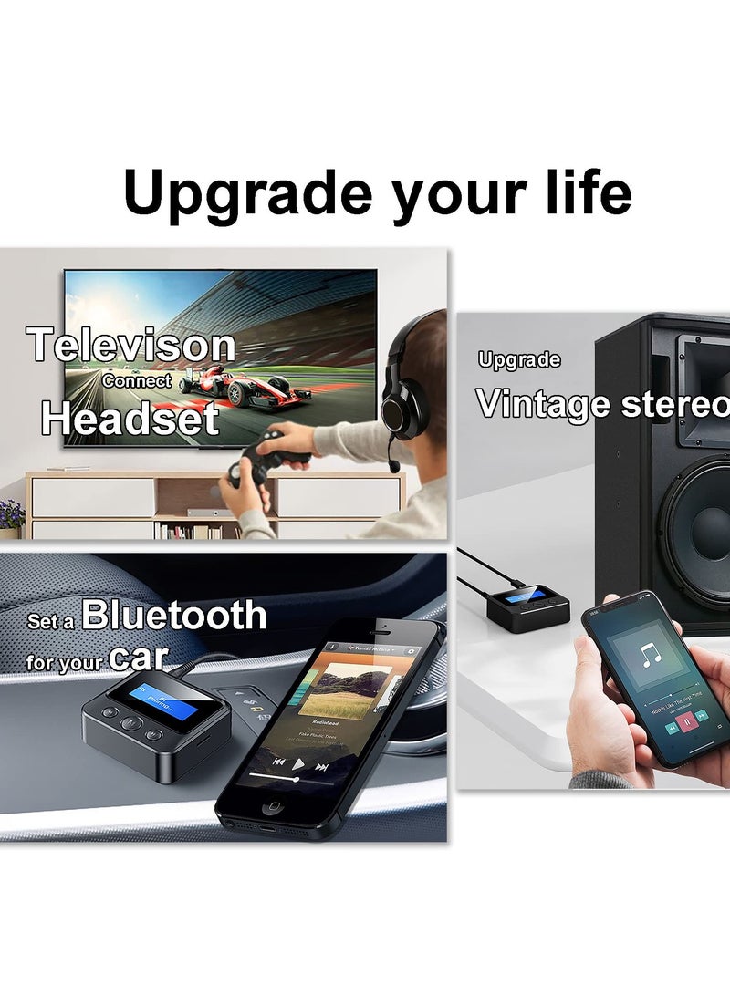 Bluetooth Transmitter, 2-in-1 Bluetooth Transmitter Receiver, Bluetooth 5.0 Audio Adapter, Support 3.5mm RCA TF Card for TV PC Speaker Headset Car - Image 2