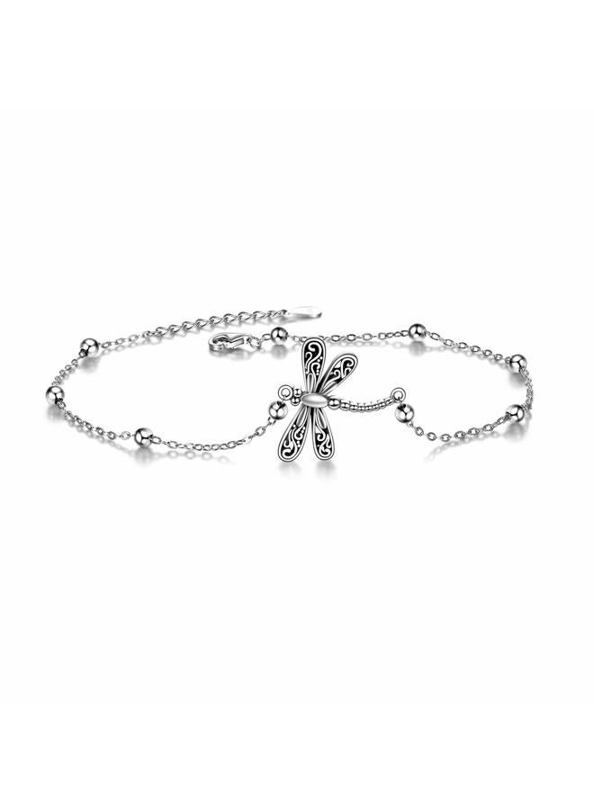 ONEFINITY Beads Anklet Sterling Silver Dragonfly/Sunflower/Sloth/Butterfly Ankle Bracelets Jewelry for Women Girls Gifts, Sterling Silver - Image 1