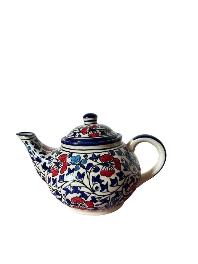 Mirakii Ceramic Multicoloured Hand Printed Tea Set of 15 Pieces, Set of 6 Tea Cup and Coaster with Tea, Milk and Sugar Pot - Image 4