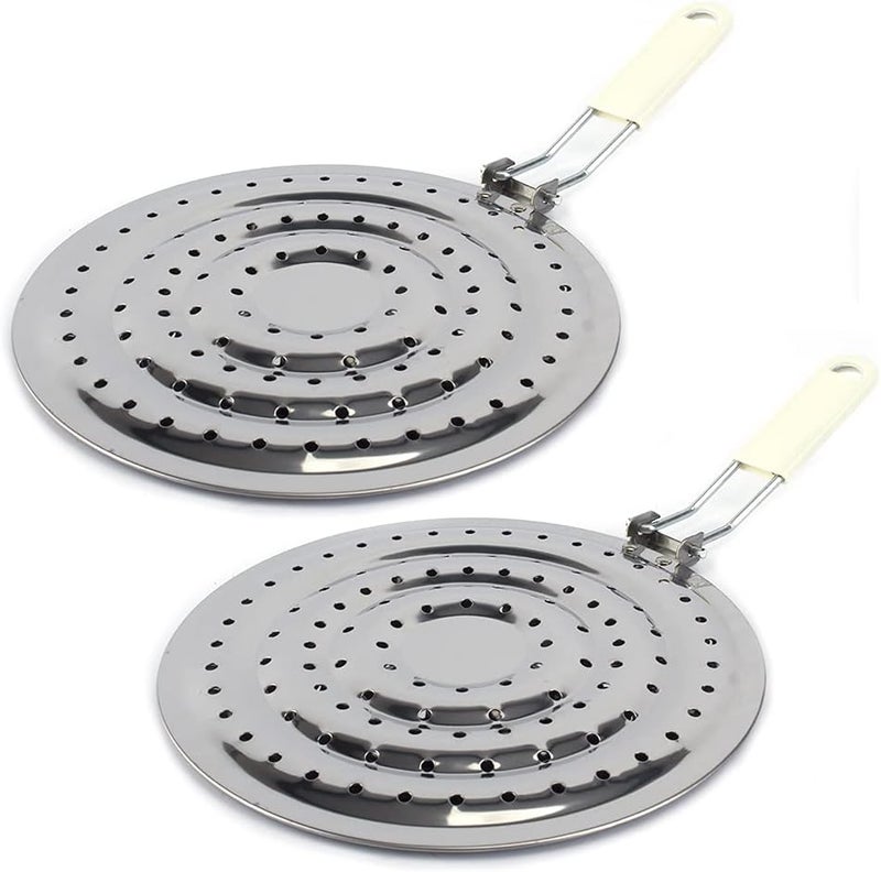 SI FANG 2 Pack Double Thickening Heat Diffuser Reducer Flame Guard Simmer Plate, Stainless Steel for Electric and Gas Stovetops - Image 1