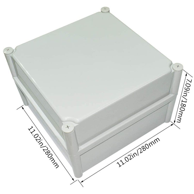 Lemotech Waterproof Dustproof Ip67 Junction Box Diy Case Enclosure Gray 11 X 11 X 7.1 Inch (280 X 280 X 180 Mm) - Image 3