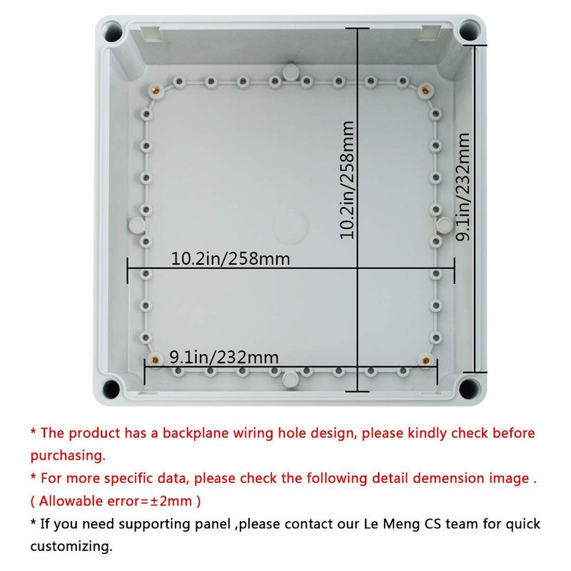 Lemotech Waterproof Dustproof Ip67 Junction Box Diy Case Enclosure Gray 11 X 11 X 7.1 Inch (280 X 280 X 180 Mm) - Image 2