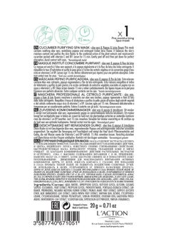 L'Action Paris Cucumber Purifying Spa Mask Sheet Mask Balances And Purifies Skin Enriched With Soothing Aloe Vera And Revitalising Papaya Ideal For Tired Skin Pack Of 1  - Image 2